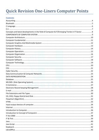 One Liner Computer Question for all Competitive Exams | PDF