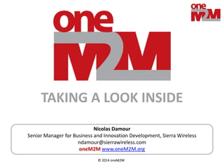 © 2014 oneM2M© 2014 oneM2M
Nicolas Damour
Senior Manager for Business and Innovation Development, Sierra Wireless
ndamour@sierrawireless.com
oneM2M www.oneM2M.org
TAKING A LOOK INSIDE
 