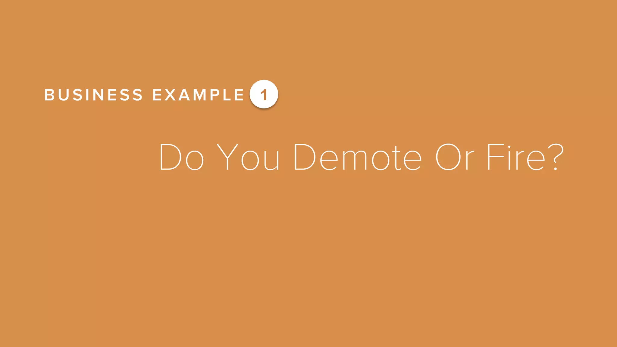 BUSINESS EXAMPLE 1 
Do You Demote Or Fire? 
 