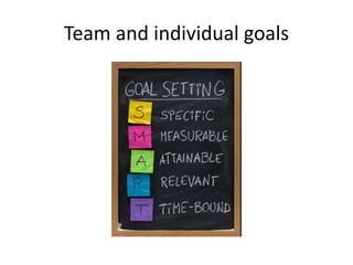 Team and individual goals
 