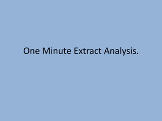 One Minute Extract Analysis.
 