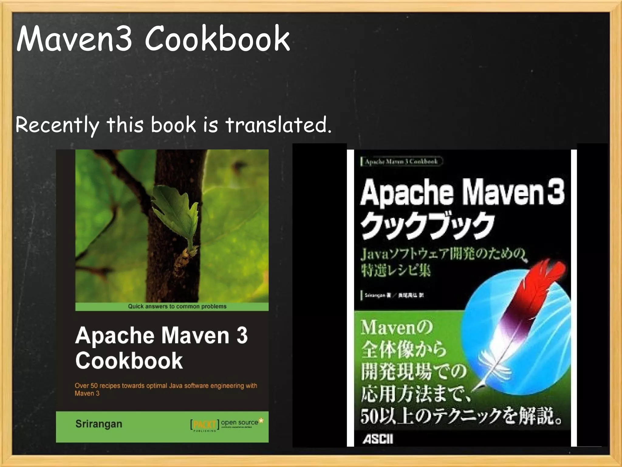 Maven3 Cookbook

Recently this book is translated.
 