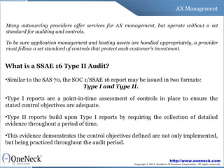 AX Management:  Should an Outsourcer Complete a SSAE 16 Type II Audit?