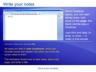 Onenote Animation One Note 2007 Get To Know One Note | PPT
