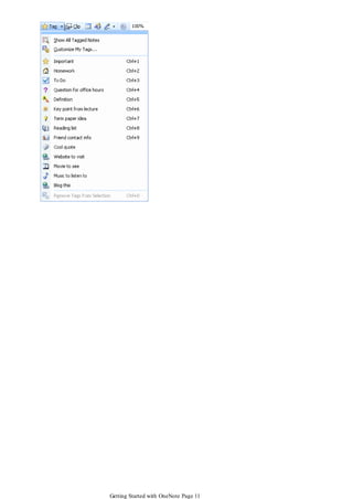 Getting Started with OneNote Page 11

 