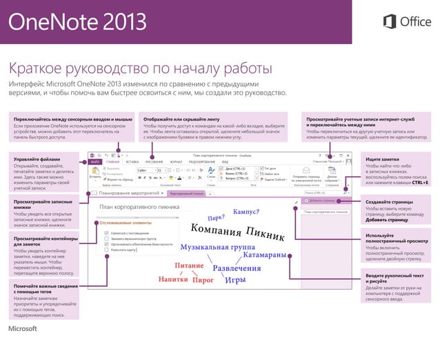 OneNote 2013 - Quick Guide (Rus) | PDF