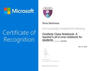 Dima Sitchinava
OneNote Class Notebook: A
teacher's all-in-one notebook for
students 1 HOURS
OCT 10, 2019
 