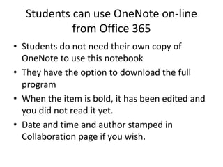 OneNote Online Notebooks in Chemical Principles I Lab | PPTX