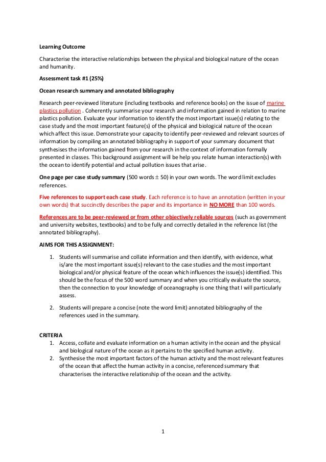 one ocean rubric at 1 bibliography annotated bibliography rubric