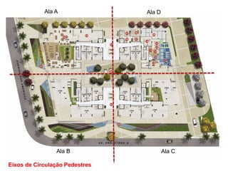 Eixos de Circulação Pedestres
Ala A Ala D
Ala B Ala C
 