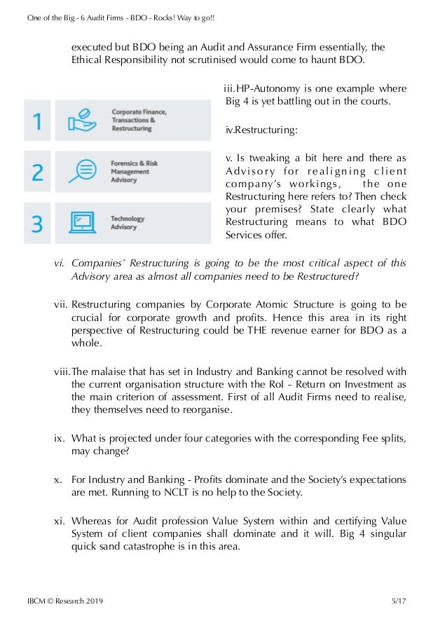 One of the big 6 audit firms bdo rocks way to go