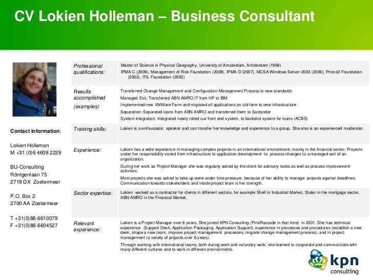 one page cv kpn consulting lokien holleman