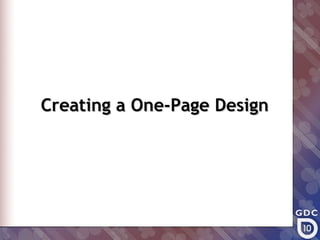 Creating a One-Page Design
 