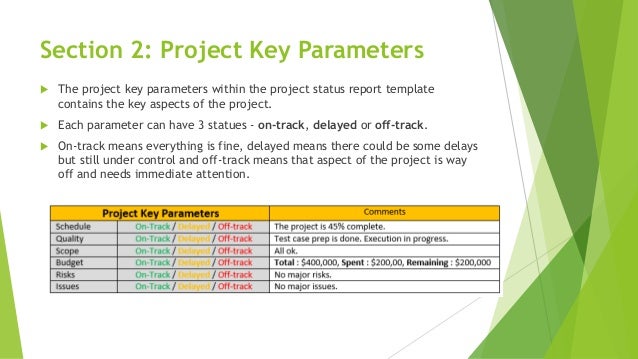 one page effective project status report