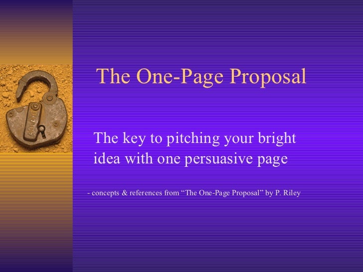 the one page proposal