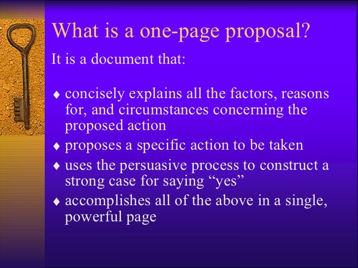 the one page proposal one page proposal