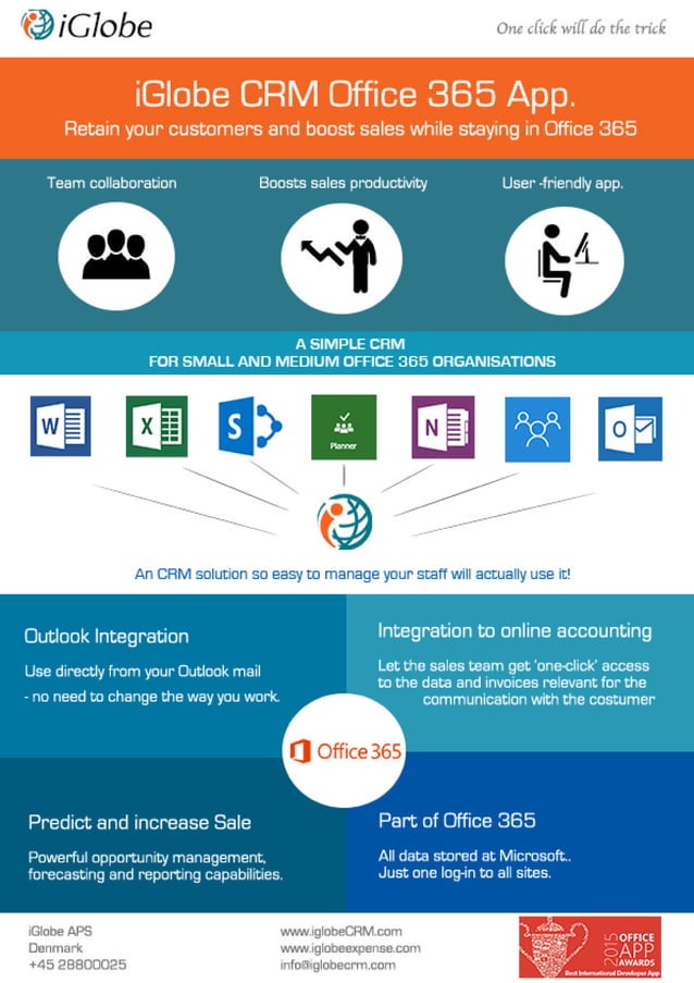 ONE PAGER of iGlobe Office 365 CRM App