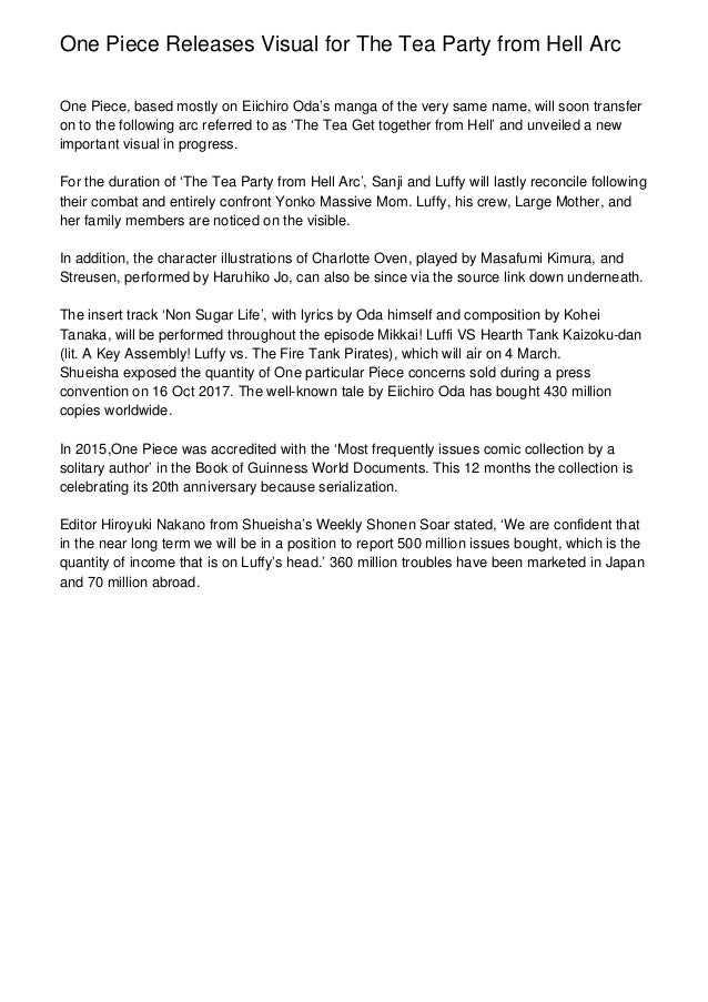 One Piece Releases Visual For The Tea Party From Hell Arc