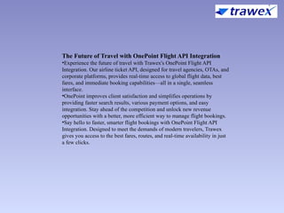 ONEPOINT FLIGHT API INTEGRATION | AIRLINE TICKET API | PPTX