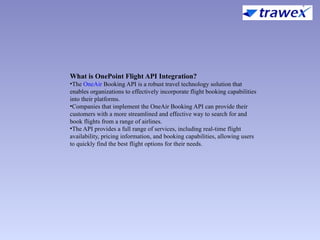 ONEPOINT FLIGHT API INTEGRATION | AIRLINE TICKET API | PPTX