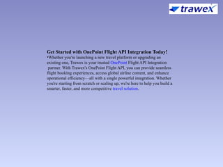 ONEPOINT FLIGHT API INTEGRATION | AIRLINE TICKET API | PPTX