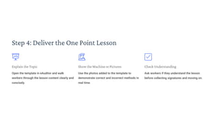 Open Point Lesson Format One Point Lesson (OPL) with eAuditor Audits and inspections | PDF