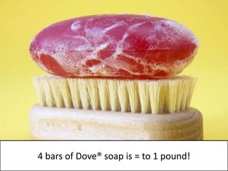 4 bars of Dove® soap is = to 1 pound!  