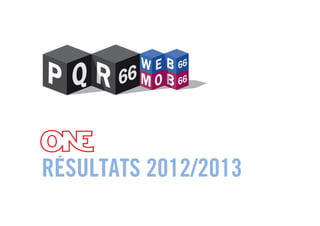 Audipresse ONE 2012/2013 - Principaux résultats d'audience
