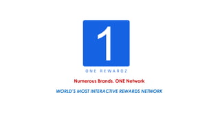 WORLD’S MOST INTERACTIVE REWARDS NETWORK
Numerous Brands. ONE Network
 