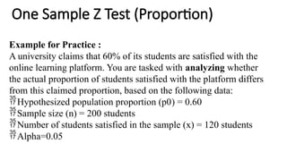 One Sample Z Test (Proportion).pptx in statistics | PPTX