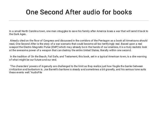 One Second After Audio For Books