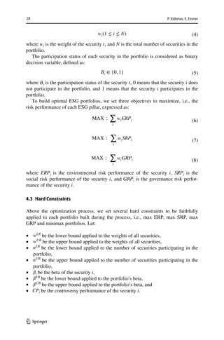 On ESG Portfolio Construction construction, A Multi-Objective | PDF