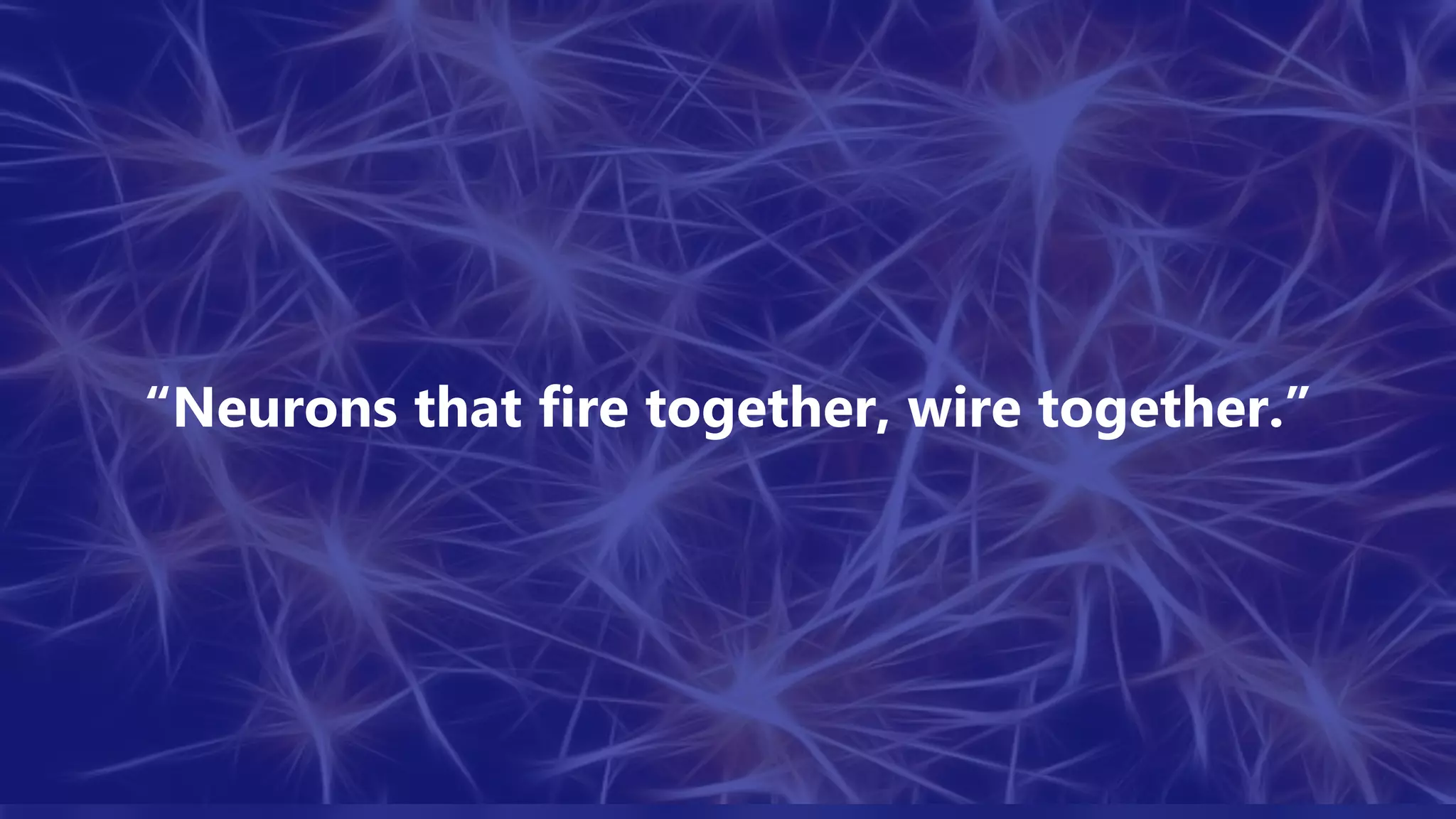 “Neurons that fire together, wire together.”
 