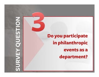 Do you participate
  in philanthropic
        events as a
      department?
 