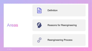 3 / 1 / 2 0 X X S A M P L E F O O T E R T E X T 2
Definition
Reasons for Reengineering
Reengineering Process
 