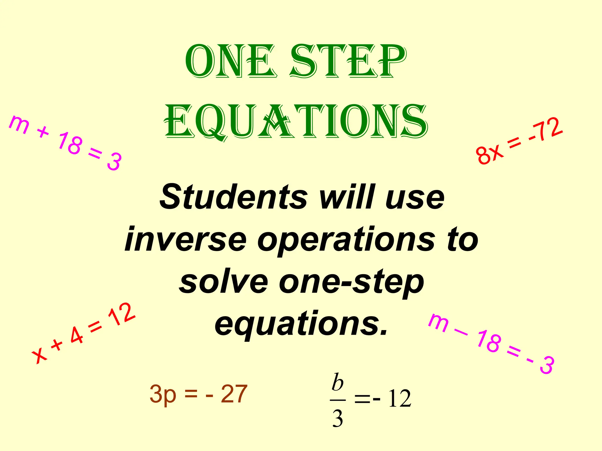 One Step Equations Poster Wanna Teach Multi Step Equations Without The