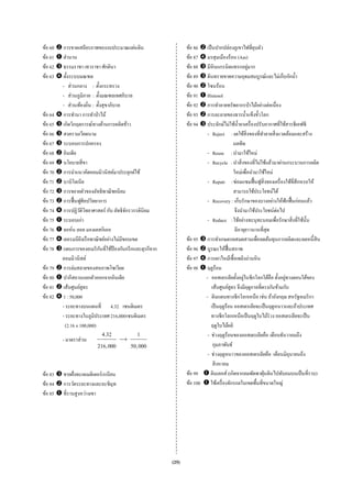 ข้อ 60    การขาดเสถียรภาพของงบประมาณแผ่นดิน                       ข้อ 86   เป็ นปากปล่องภูเขาไฟที่ยบตัวุ
ข้อ 61    ตํานาน                                                  ข้อ 87   มรสุมเมืองร้อน (Am)
ข้อ 62    ธรรมราชา เทวราชา ศักดินา                                ข้อ 88   มีหินแกรนิ ตแทรกอยูมาก   ่
ข้อ 63    ตั้งระบบมณฑล                                            ข้อ 89   ดินทรายขาดความอุดมสมบูรณ์และไม่เก็บกักนํ้า
         - ส่วนกลาง : ตั้งกระทรวง                                 ข้อ 90   โซนร้อน
         - ส่วนภูมิภาค : ตั้งมณฑลเทศภิบาล                         ข้อ 91   Histosol
         - ส่วนท้องถิ่น : ตั้งสุ ขาภิบาล                          ข้อ 92   การทําลายทรัพยากรป่ าไม้อย่างต่อเนื่อง
ข้อ 64    การทํานา การทําป่ าไม้                                  ข้อ 93   การละลายของธารนํ้าแข็งขั้วโลก
ข้อ 65    เกิดวิกฤตการณ์ทางด้านการผลิตข้าว                        ข้อ 94   ประจักษ์ไม่ใช้น้ ายาเครื่ องปรับอากาศที่ใช้สารซีเอฟซี
                                                                                              ํ
ข้อ 66    สงครามเวียดนาม                                                   - Reject : งดใช้สิ่งของที่ทาลายสิ่งแวดล้อมและสร้าง
                                                                                                            ํ
ข้อ 67    ระบอบการปกครอง                                                                   มลพิษ
ข้อ 68    อินเดีย                                                          - Reuse : นํามาใช้ใหม่
ข้อ 69    นโยบายสี่ขา                                                      - Recycle : นําสิ่ งของที่ไม่ใช้แล้วมาผ่านกระบวนการผลิต
ข้อ 70    การนําแนวคิดคอมมิวนิ สต์มาประยุกต์ใช้                                            ใหม่เพื่อนํามาใช้ใหม่
ข้อ 71    บาบิโลเนี ย                                                      - Repair : ซ่อมแซมฟื้ นฟูสิ่งของเครื่ องใช้ที่สึกหรอให้
ข้อ 72    การขยายตัวของลัทธิพาณิชยนิยม                                                     สามารถใช้ประโยชน์ได้
ข้อ 73    การฟื้ นฟูศิลปวิทยาการ                                           - Recovery : เก็บรักษาของบางอย่างให้ฟักฟื้ นก่อนแล้ว
ข้อ 74    การปฏิวติวทยาศาสตร์ กับ ลัทธิจกรวรรดินิยม
                   ั ิ                    ั                                                                       ่
                                                                                            จึงนํามาใช้ประโยชน์ตอไป
ข้อ 75    ระบอบเก่า                                                        - Reduce : ใช้อย่างทะนุทะนอมเพื่อรักษาสิ่ งที่ใช้น้ น ั
ข้อ 76    จอห์น ลอค มองเตสกิเออ                                                             มีอายุยาวนานที่สุด
ข้อ 77    เยอรมนียงเรื อพาณิชย์อย่างไม่มีขอบเขต
                    ิ                                             ข้อ 95 การทําเกษตรผสมผสานเพื่อลดต้นทุนการผลิตและลดหนี้สิน
ข้อ 78                       ั
          แผนการของอเมริ กนที่ใช้ป้องกันกรี กและตุรกีจาก          ข้อ 96 บูรณะให้ฟ้ื นสภาพ
         คอมมิวนิสต์                                              ข้อ 97 การเผาไหม้เชื้อเพลิงถ่านหิน
ข้อ 79    การล่มสลายของสหภาพโซเวียต                               ข้อ 98 ฤดูร้อน
ข้อ 80    ปากีสถานแยกตัวออกจากอินเดีย                                                             ่                   ่
                                                                          - ออสเตรเลียตั้งอยูในซี กโลกใต้คือ ตั้งอยูทางตอนใต้ของ
ข้อ 81    เส้นศูนย์สูตร                                                        เส้นศูนย์สูตร จึงมีฤดูกาลที่ตรงกันข้ามกับ
ข้อ 82    1 : 50,000                                                      - ดินแดนทางซีกโลกเหนือ เช่น ถ้าอังกฤษ สหรัฐอเมริ กา
         - ระยะทางบนแผนที่ 4.32 เซนติเมตร                                     เป็ นฤดูร้อน ออสเตรเลียจะเป็ นฤดูหนาวและถ้าประเทศ
         - ระยะทางในภูมิประเทศ 216,000 เซนติเมตร                              ทางซีกโลกเหนือเป็ นฤดูใบไม้ร่วง ออสเตรเลียจะเป็ น
           (2.16 x 100,000)                                                   ฤดูใบไม้ผลิ
                            4.32      1                                    - ช่วงฤดูร้อนของออสเตรเลียคือ เดือนธันวาคมถึง
         - มาตราส่ วน             →
                          216,000   50,000                                      กุมภาพันธ์
                                                                           - ช่วงฤดูหนาวของออสเตรเลียคือ เดือนมิถนายนถึง ุ
                                                                                สิ งหาคม
ข้อ 83   ชายฝั่งทะเลเมดิเตอร์เรเนียน                              ข้อ 99     ดินเลอส์ (เกิดจากลมพัดพาฝุ่ นดินไปทับถมบนเป็ นที่ราบ)
ข้อ 84   การวัดระยะทางและอะซิมุท                                  ข้อ 100 ใช้เครื่ องจักรกลในเขตพื้นที่ขนาดใหญ่
ข้อ 85   ที่ราบสูงหว่างเขา




                                                           (25)
 