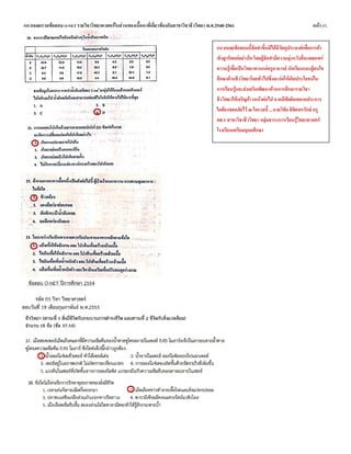 แนวเฉลยรวมข้อสอบ O-NET รายวิชาวิทยาศาสตร์ในส่วนของเนื้อหาที่เกี่ยวข้องกับสาขาวิชาชีววิทยา พ.ศ.2548-2561 หน้า 17.
แนวเฉลยข้อสอบนี้จัดทาขึ้นมิได้มีวัตถุประสงค์เพื่อการค้า
เชิงธุรกิจแต่อย่างใด โดยผู้จัดทามีความมุ่งหวังที่จะเผยแพร่
ความรู้เพื่อเป็นวิทยาทานแก่ครูอาจารย์ นักเรียนและผู้สนใจ
ศึกษาด้านชีววิทยาโดยทั่วไปซึ่งจะก่อให้เกิดประโยชน์ใน
การเรียนรู้และส่งเสริมพัฒนาด้านการศึกษารายวิชา
ชีววิทยาให้เจริญก้าวหน้าต่อไป หากมีข้อผิดพลาดประการ
ใดต้องขออภัยไว้ ณ โอกาสนี้ ...นายวิชัย ลิขิตพรรักษ์ ครู
คศ.1 สาขาวิชาชีววิทยา กลุ่มสาระการเรียนรู้วิทยาศาสตร์
โรงเรียนเตรียมอุดมศึกษา
 