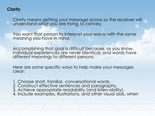 Clarity Examples 7 Principles of Communications | PPT