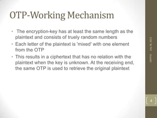 One Time Pad Encryption Technique | PPTX