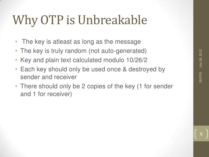 One Time Pad Encryption Technique