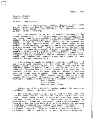 Lettre prouvant que Geilenfeld utilisait de faux documents pour exporter des enfants d'Haiti.-