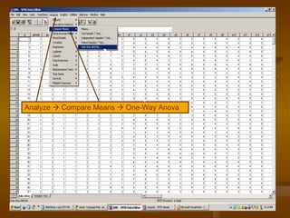Analyze    Compare Means    One-Way Anova 