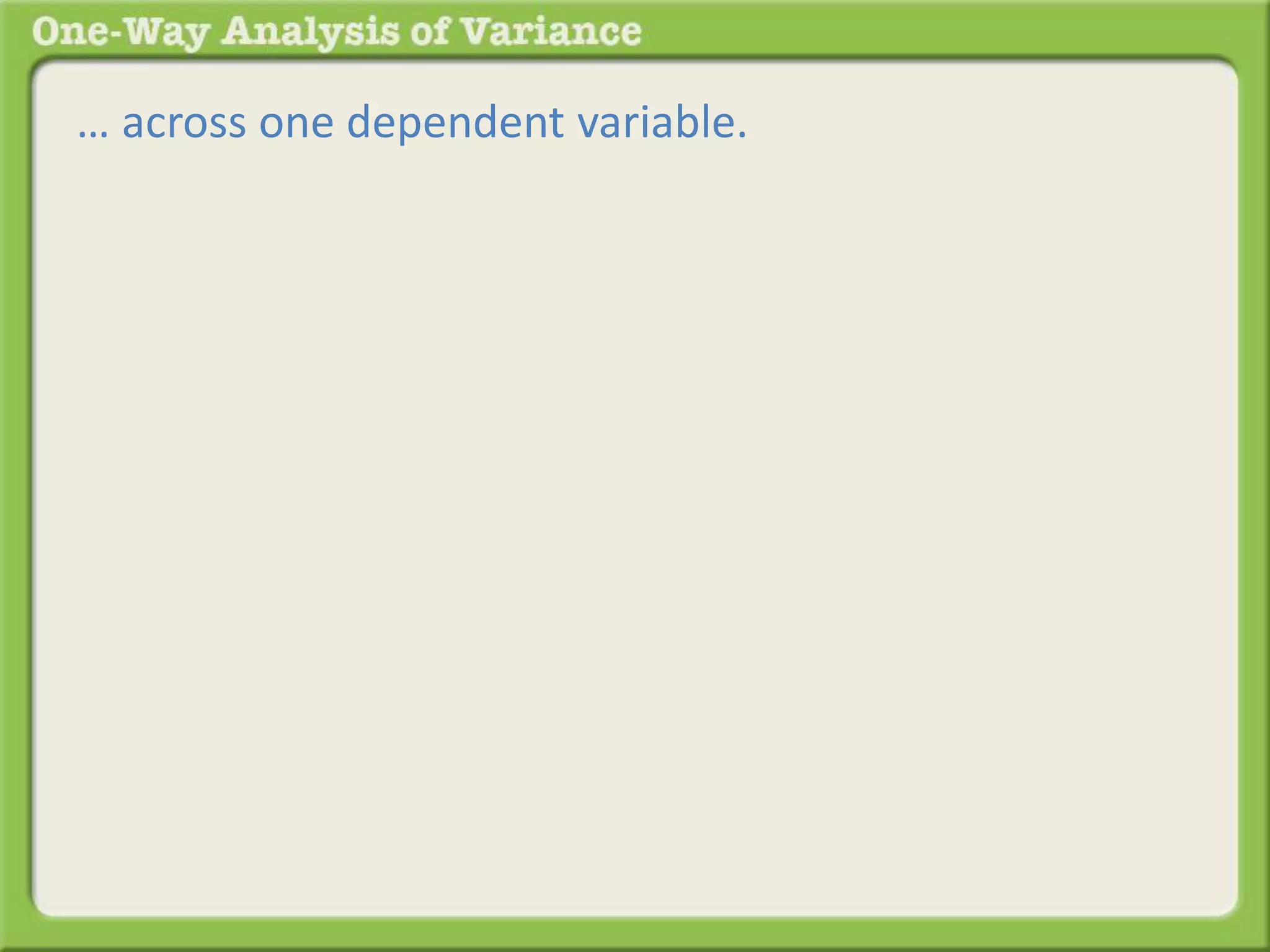 … across one dependent variable. 
 