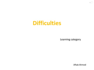 Difficulties
Learning category
Aftab Ahmed
 