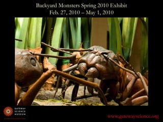 Backyard Monsters Spring 2010 ExhibitFeb. 27, 2010 – May 1, 2010www.gatewayscience.org