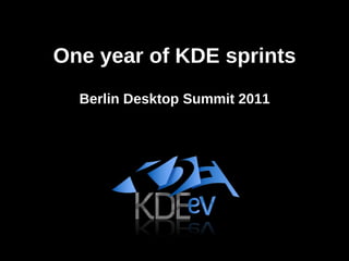 One year of KDE sprints Berlin Desktop Summit 2011 