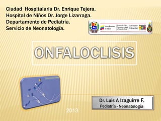 Ciudad Hospitalaria Dr. Enrique Tejera.
Hospital de Niños Dr. Jorge Lizarraga.
Departamento de Pediatría.
Servicio de Neonatología.
2013
 