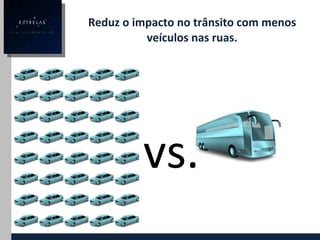 Reduz o impacto no trânsito com menos veículos nas ruas. vs. 