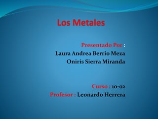 Presentado Por :
Laura Andrea Berrio Meza
Oniris Sierra Miranda
Curso : 10-02
Profesor : Leonardo Herrera
 